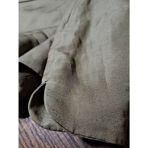 Size 6 Plenty Tracy Reese Olive Brown Tan Shorts with Zipper Detail Silk Linen - Picture 5 of 5